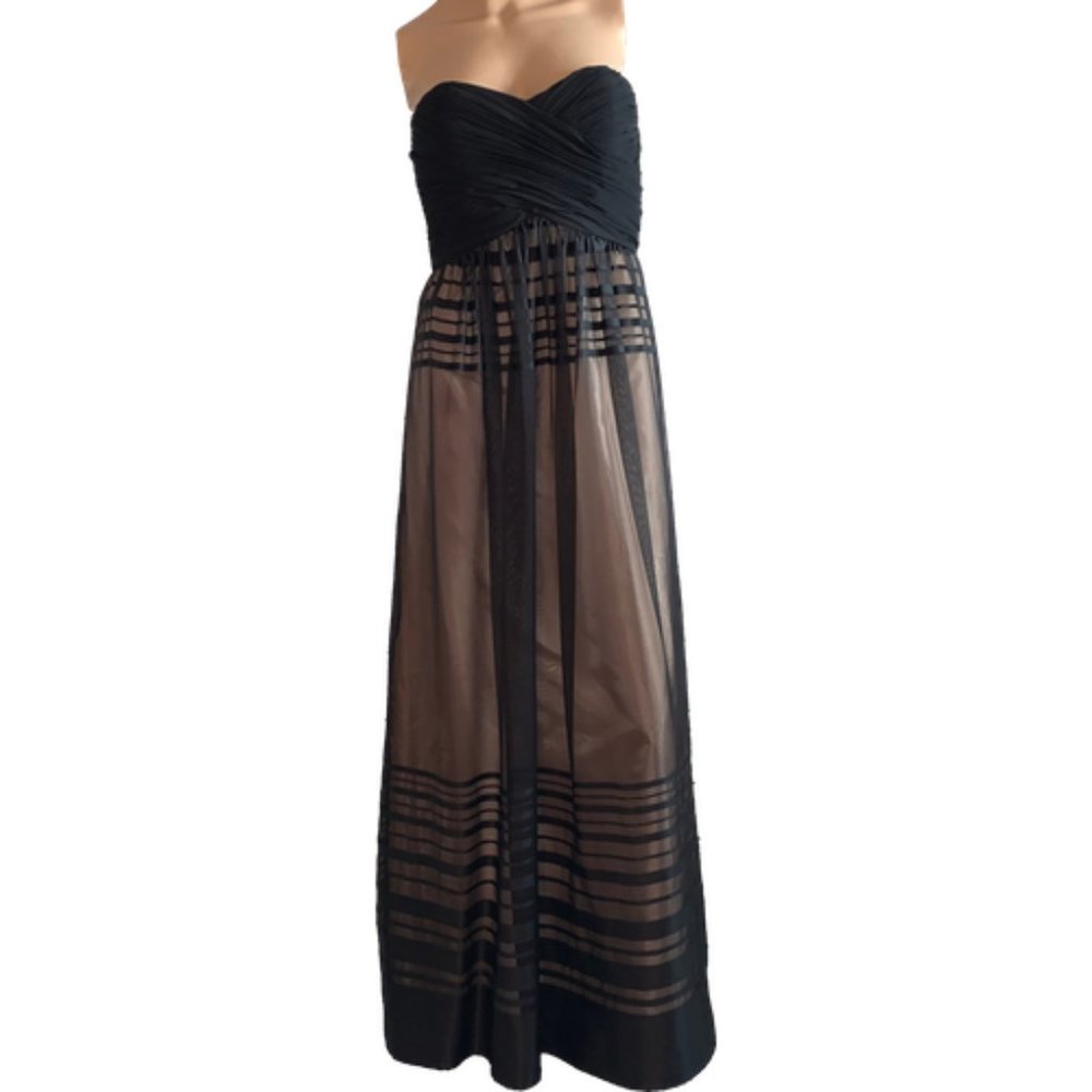 NWT IVANKA TRUMP Sleeveless Blk/Nude Chiffon Gown - Picture 4 of 9